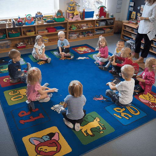 Kids In Class With Teacher