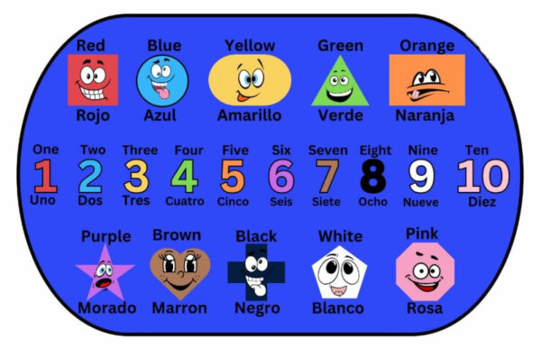 Bi-Lingual Numbers and Colors Rug